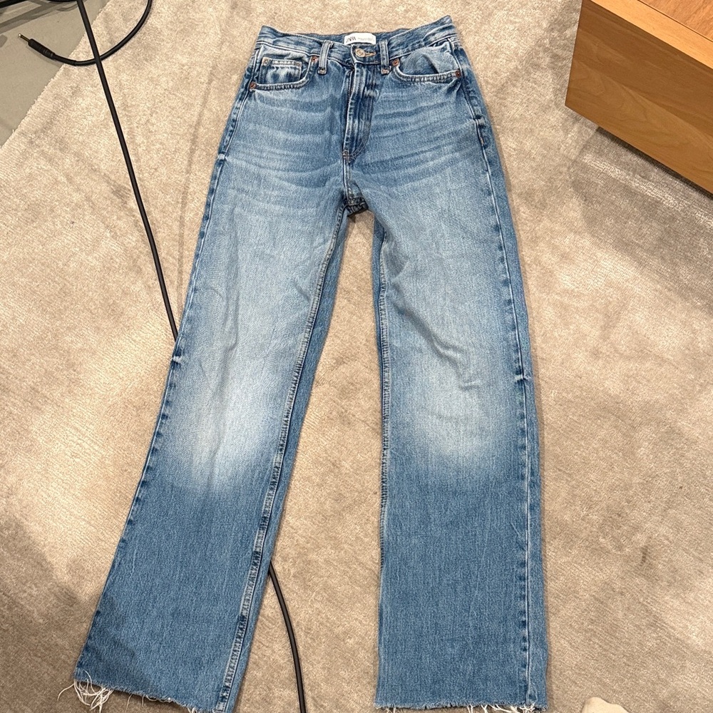 Zara Light Blue Straight Leg Jeans